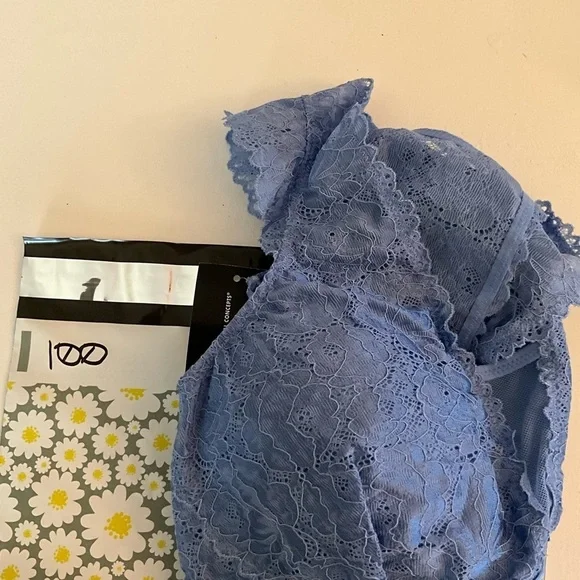 INC International Concepts Lace Trim Blue Bralette - Picture 8 of 9